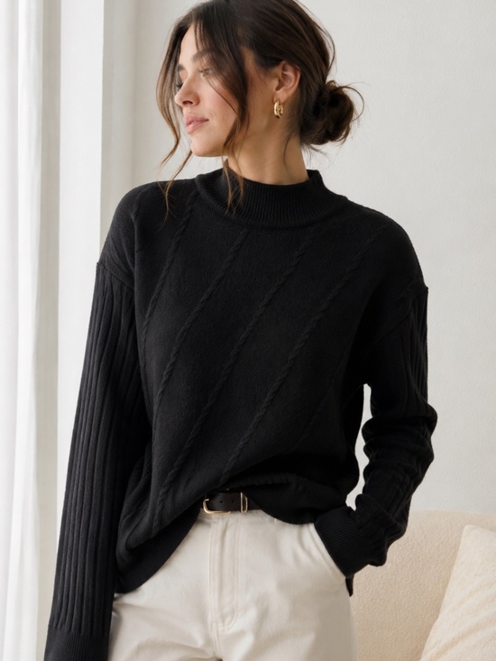 Claiborne Sweaters - Claiborne Black Cashmere Blend Mock Neck Sweater XXL Luxe